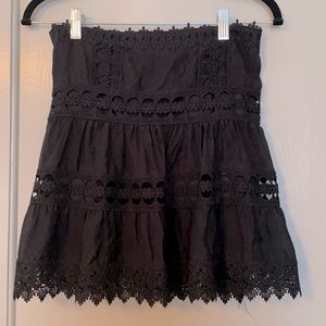 NWT elastic band lace mini skirt, black size small